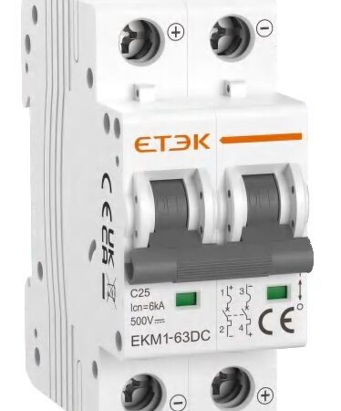 Termomagnetica Din CC 2p 25A 500VCC ETEK (EKM1-63DC-2C25)