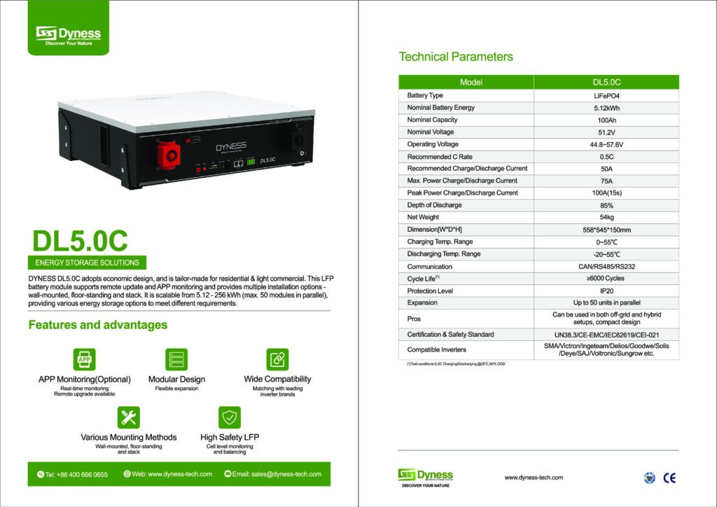 Bateria litio Dyness 5,1 kwh