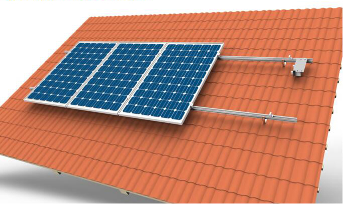 Estructura Chiko para Techo de Teja, 4 Paneles 1 Ganchos para teja Chiko de estructura para paneles solares