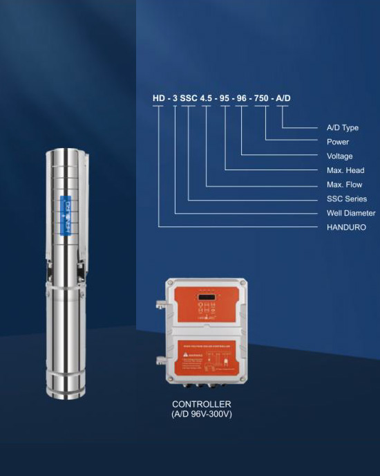 Bomba Solar Sumergible Híbrida AC/DC Handuro HD-3SSC4.5-80-96-600-A/D
