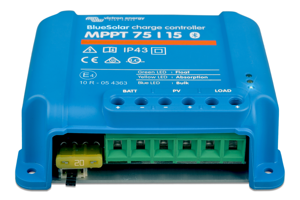 Regulador de carga Victron BlueSolar MPPT 75/15, vista frontal