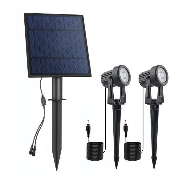 Kit de 2 estacas solares LED con panel separado · 500 lm c/u | ARSOLAR