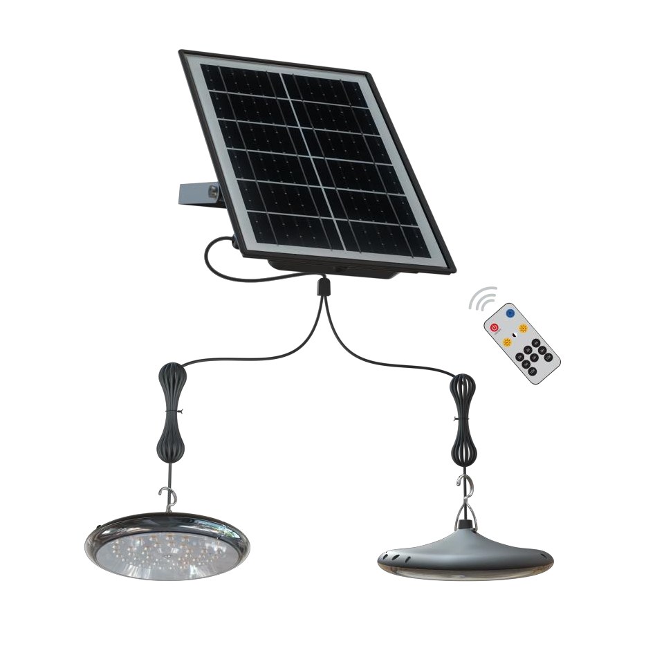 Kit de 2 lámparas colgantes solares 950 lm con panel y control remoto | ARSOLAR
