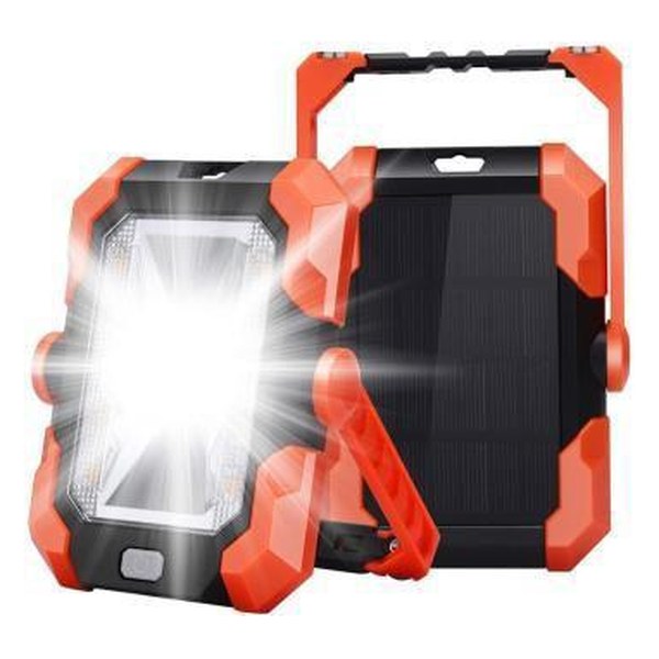 Luz LED portátil solar IP65 con salida USB y baliza roja | ARSOLAR